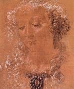Andrea del Verrocchio Halfte second women head oil painting on canvas